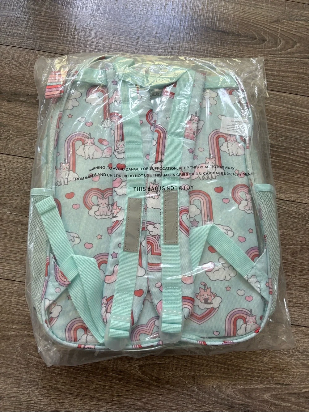 Kids Unicorn Cat Rainbow Backpack - Mint
